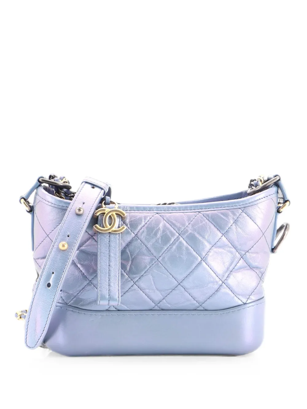 CHANEL Pre-Owned Gabrielle Hobo Quilted Iridescent Lambskin Small crossbody bag - Blu
