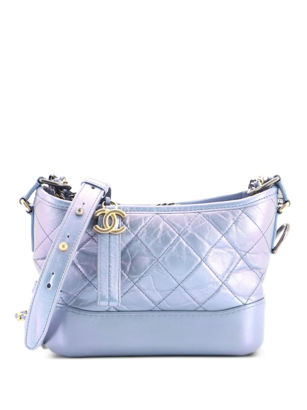CHANEL Pre-Owned Gabrielle Hobo Quilted Iridescent Lambskin Small crossbody bag - Blu