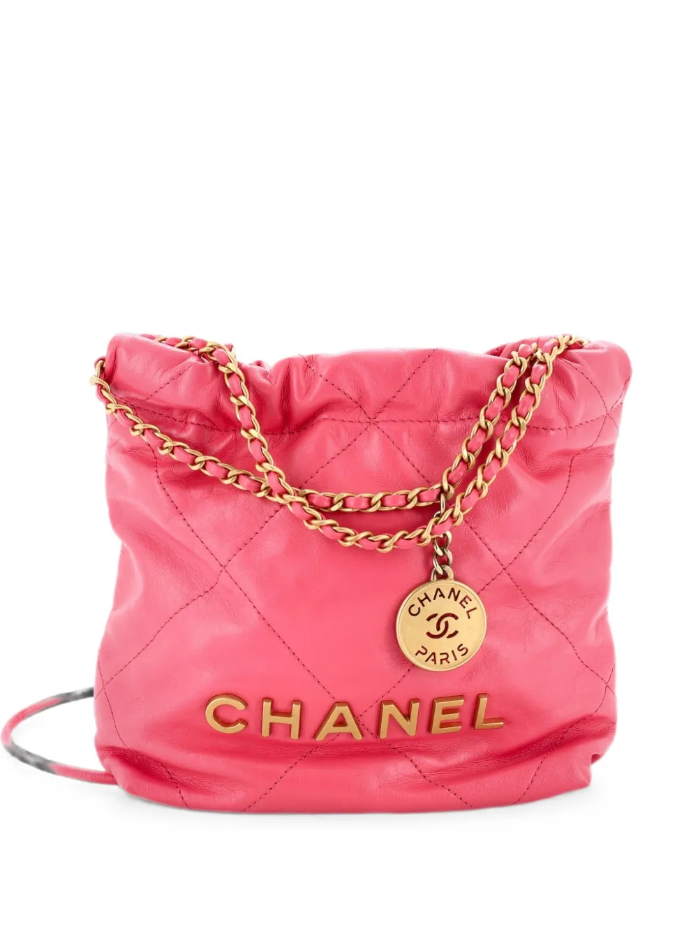 CHANEL Pre-Owned 22 Chain Hobo Quilted Calfskin Mini crossbody bag - Rosa