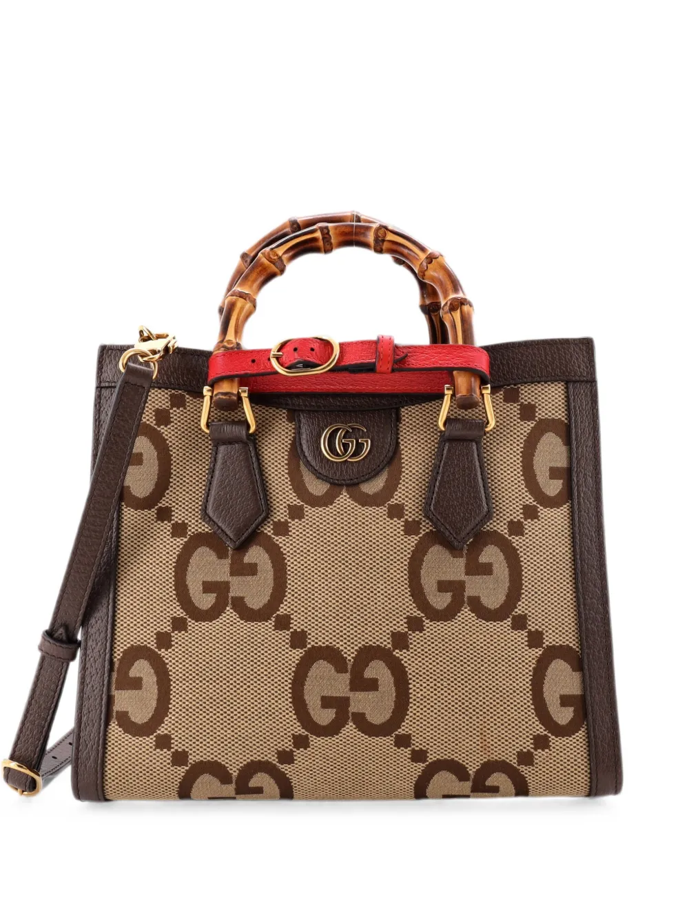 Gucci Pre-Owned Diana NM Bamboo Handle Jumbo GG Canvas Small tote bag - Braun