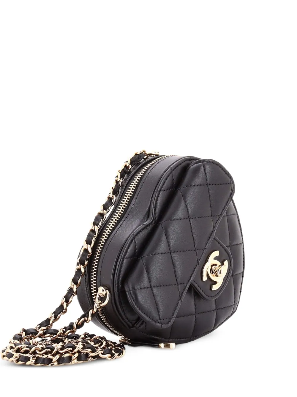 CHANEL Pre-Owned CC in Love Heart Clutch with Chain Quilted Lambskin crossbody bag - Nero