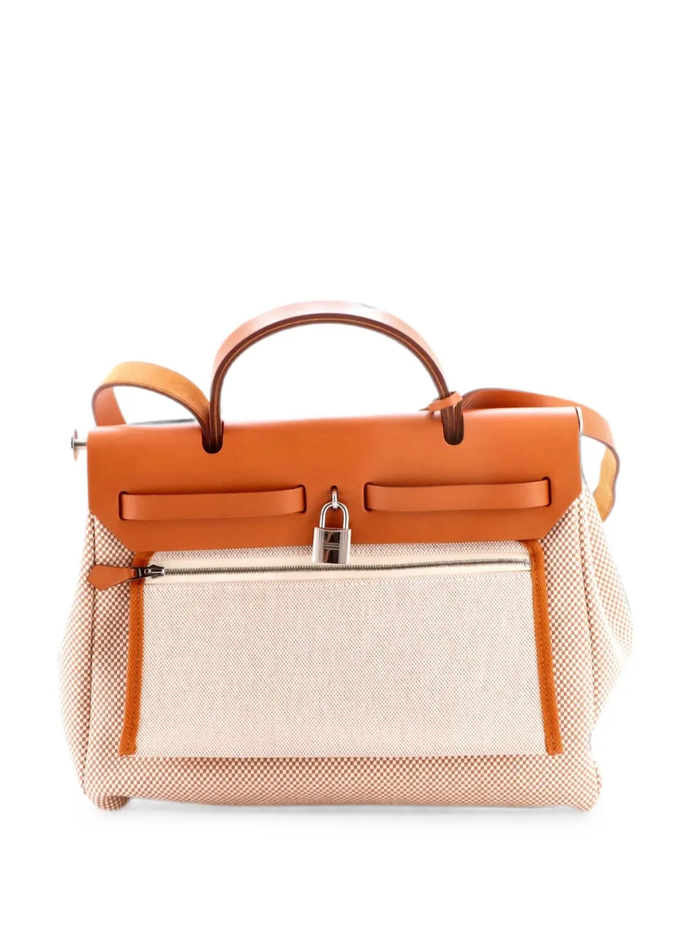 Hermès Pre-Owned Herbag Zip Criss Viking Toile and Leather 31 shoulder bag - Nude