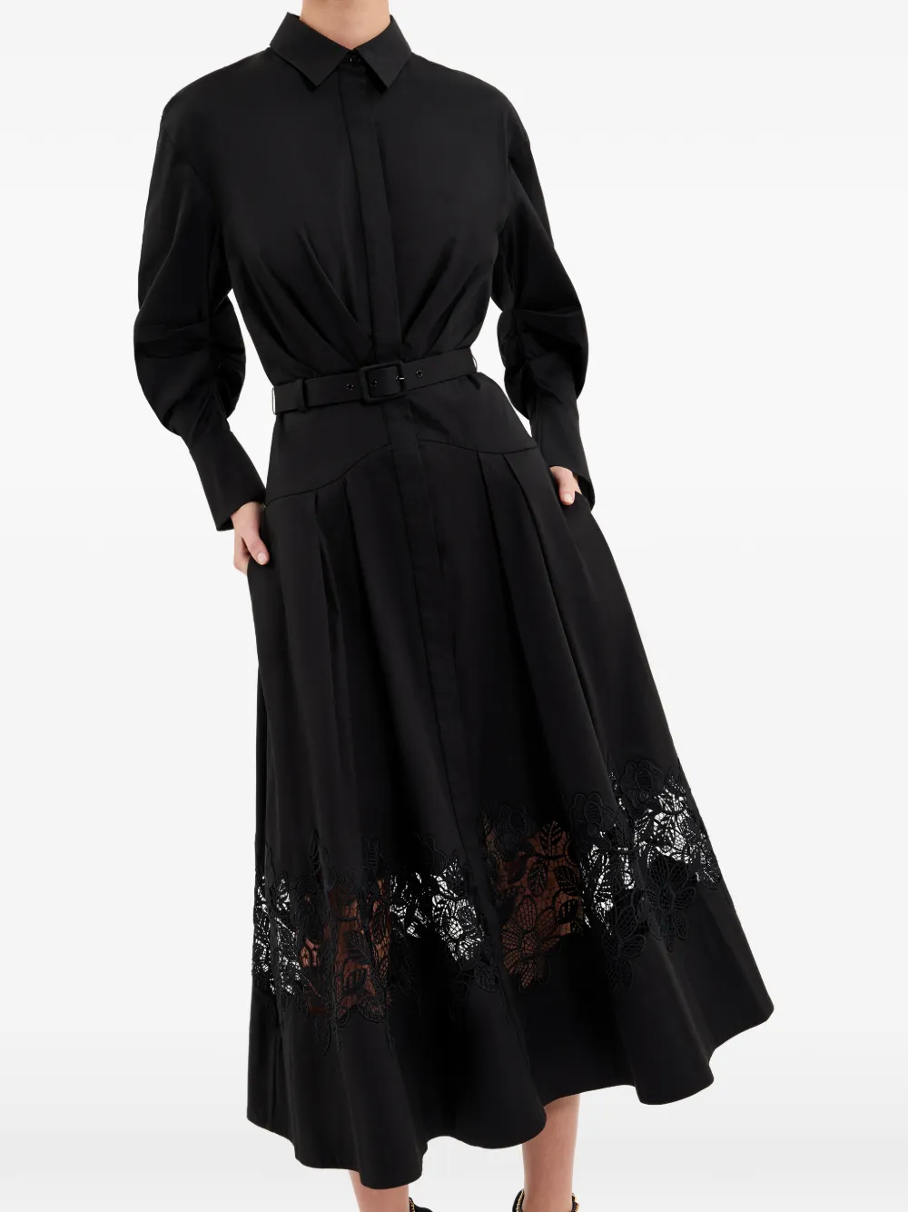 Rebecca Vallance Claribelle midi-jurk met lange mouwen Zwart