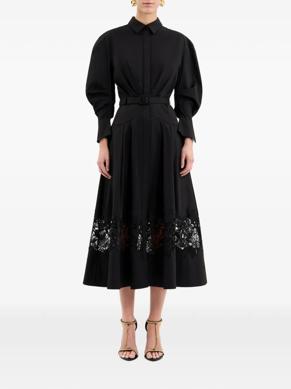 Rebecca Vallance Claribelle midi-jurk met lange mouwen Zwart