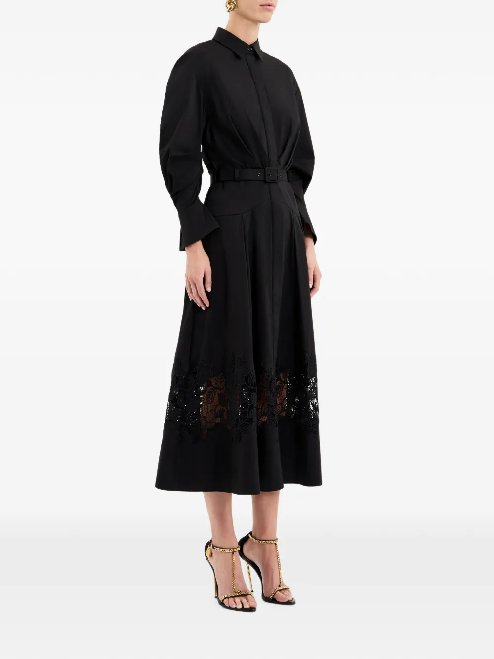 Rebecca Vallance Claribelle midi-jurk met lange mouwen Zwart