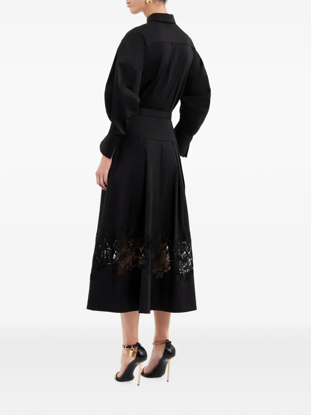 Rebecca Vallance Claribelle midi-jurk met lange mouwen Zwart
