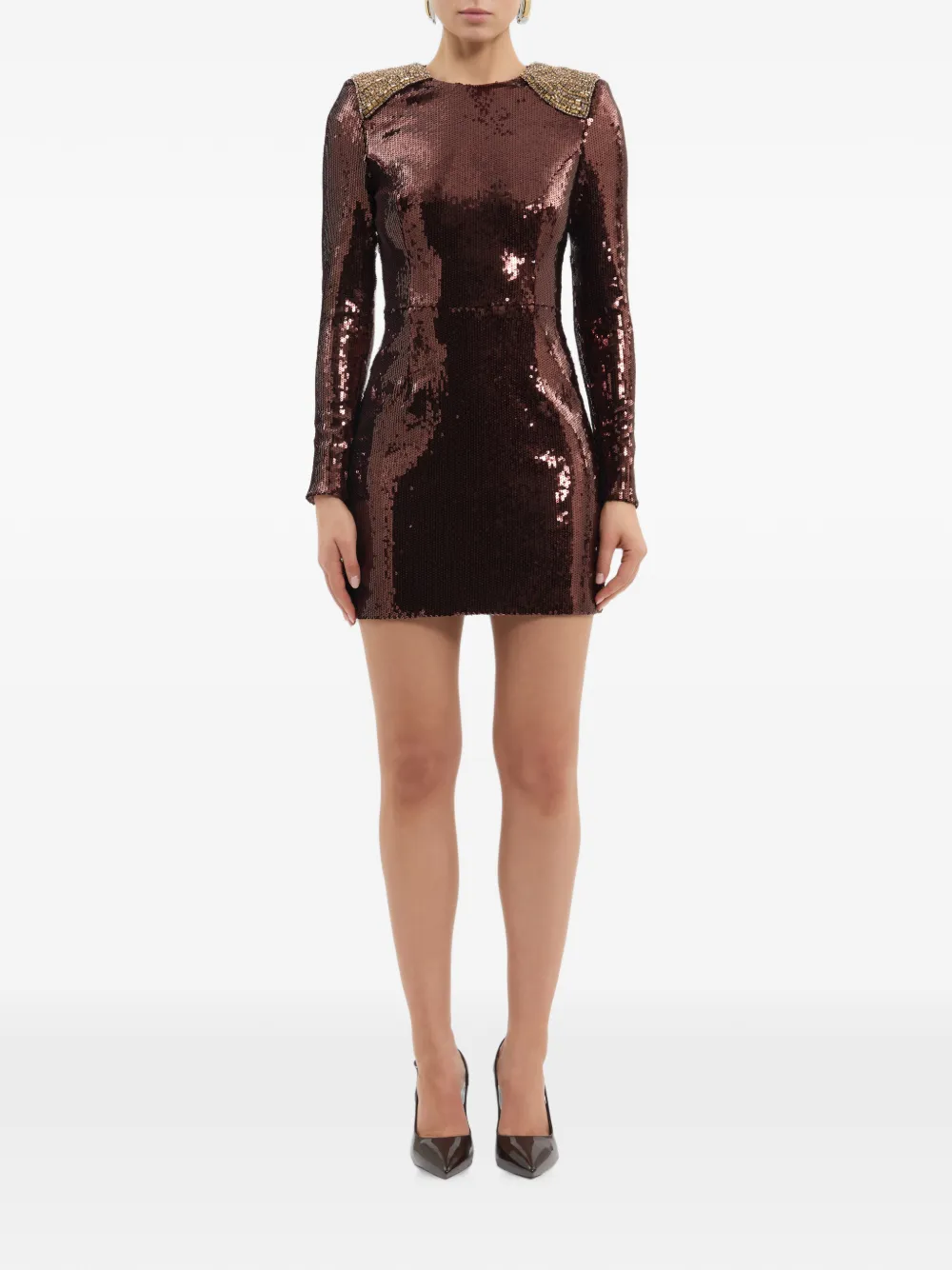 Rebecca Vallance Glimmer mini-jurk Bruin