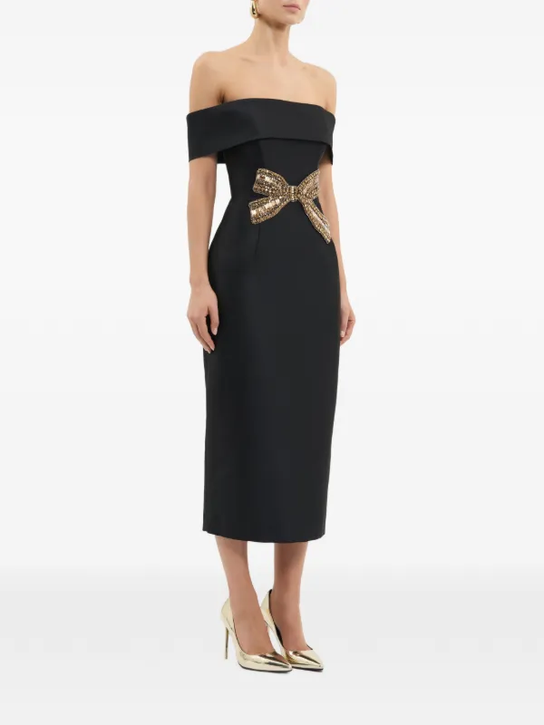venus dresses black Rebecca Vallance Midi Dress | styleNumber_WCPP8543 and a deep V Color:Customize Color BLACKTIE Liam Kids Midnight
