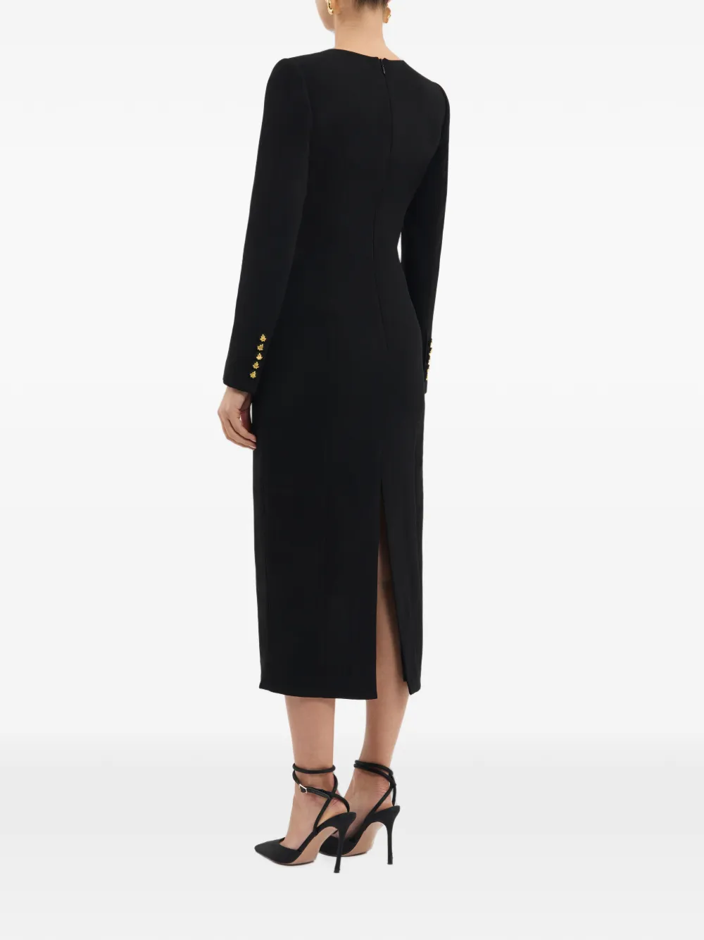Rebecca Vallance Odilia midi-jurk met lange mouwen Zwart
