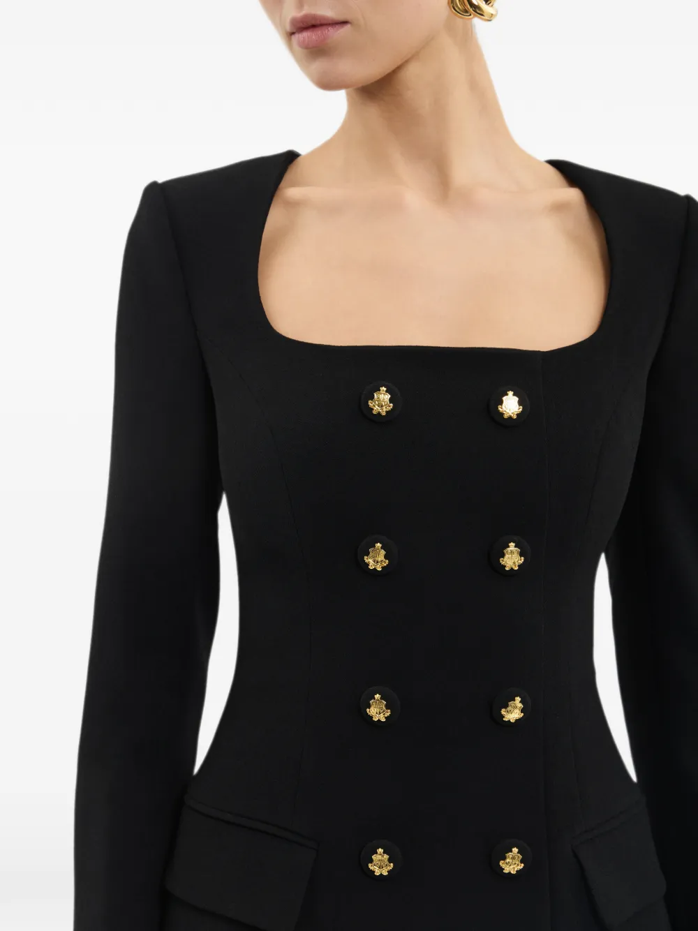 Rebecca Vallance Odilia midi-jurk met lange mouwen Zwart