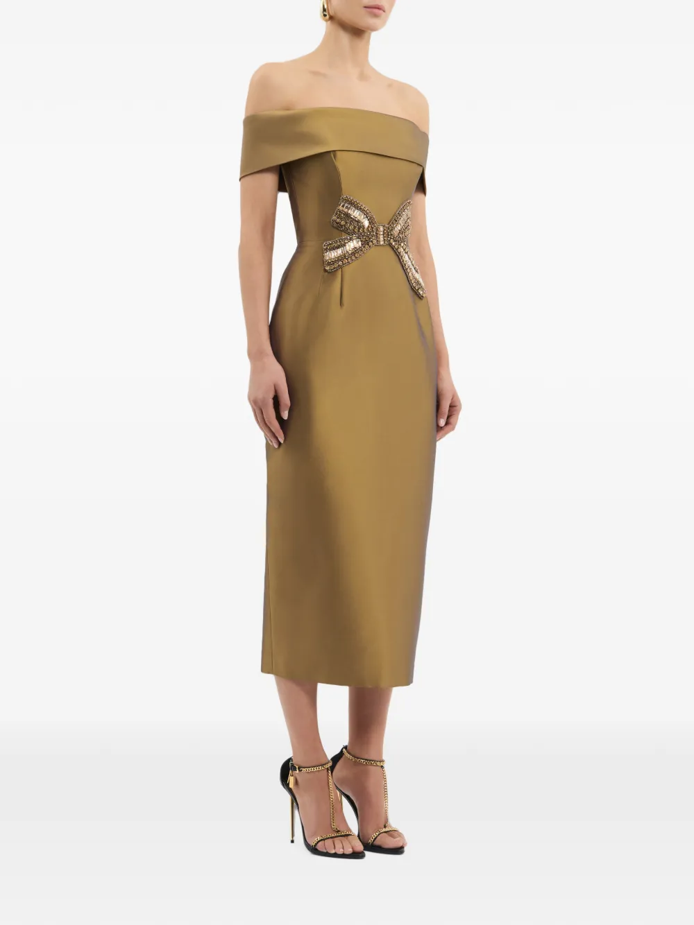 Rebecca Vallance Venus midi-jurk Goud