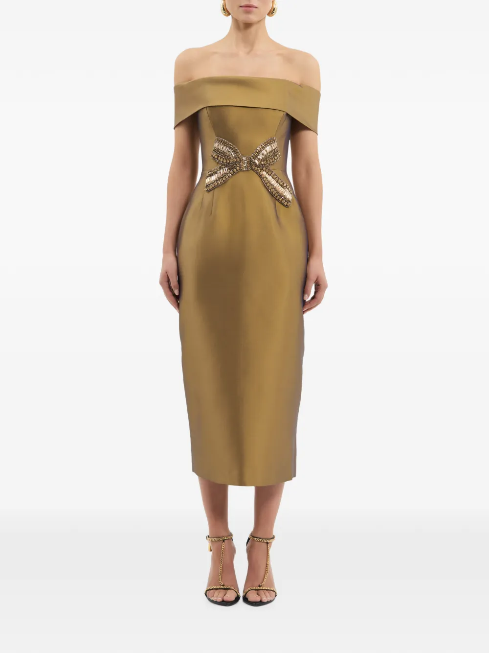 Rebecca Vallance Venus midi-jurk Goud