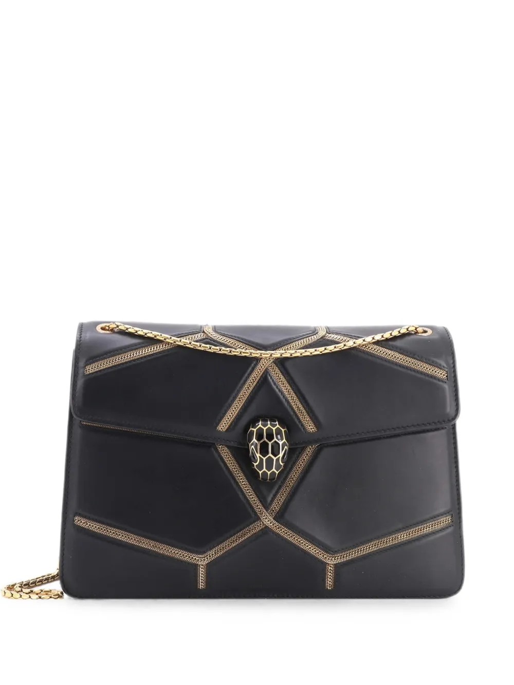 Bvlgari Pre-Owned Glam Rebel Serpenti Forever Chain Embellished Quilted Leather Medium shoulder bag - Nero