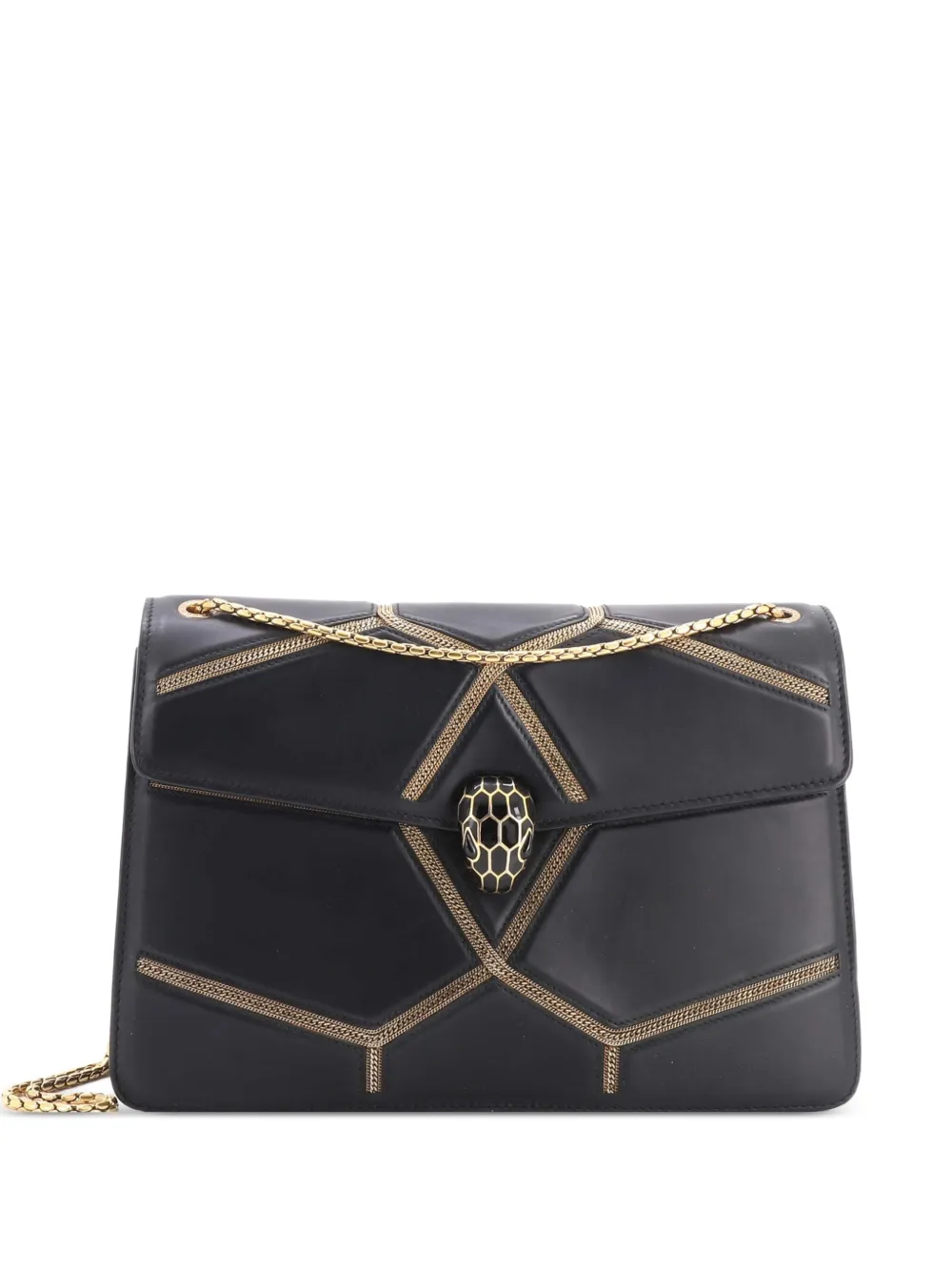 Bvlgari Pre-Owned Glam Rebel Serpenti Forever Chain Embellished Quilted Leather Medium shoulder bag - Nero