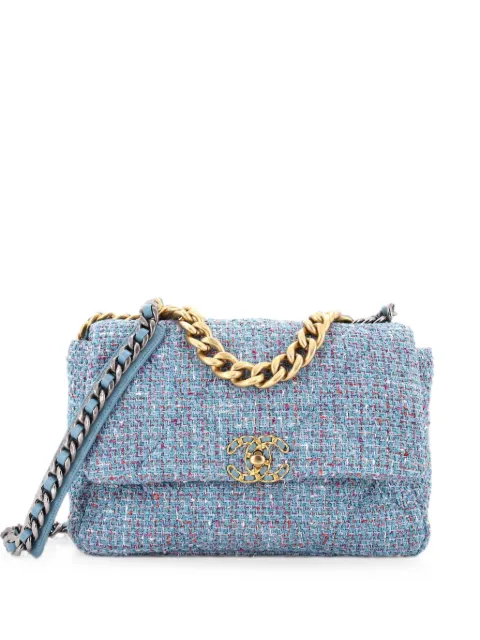 CHANEL Pre-Owned 19 Flap Bag gewatteerde tweed medium crossbodytas