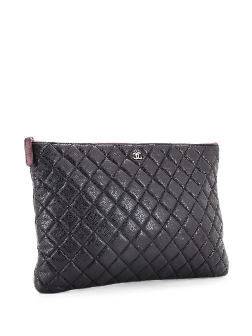 CHANEL Pre-Owned O Case Quilted Iridescent Caviar Large clutch bag - Nero