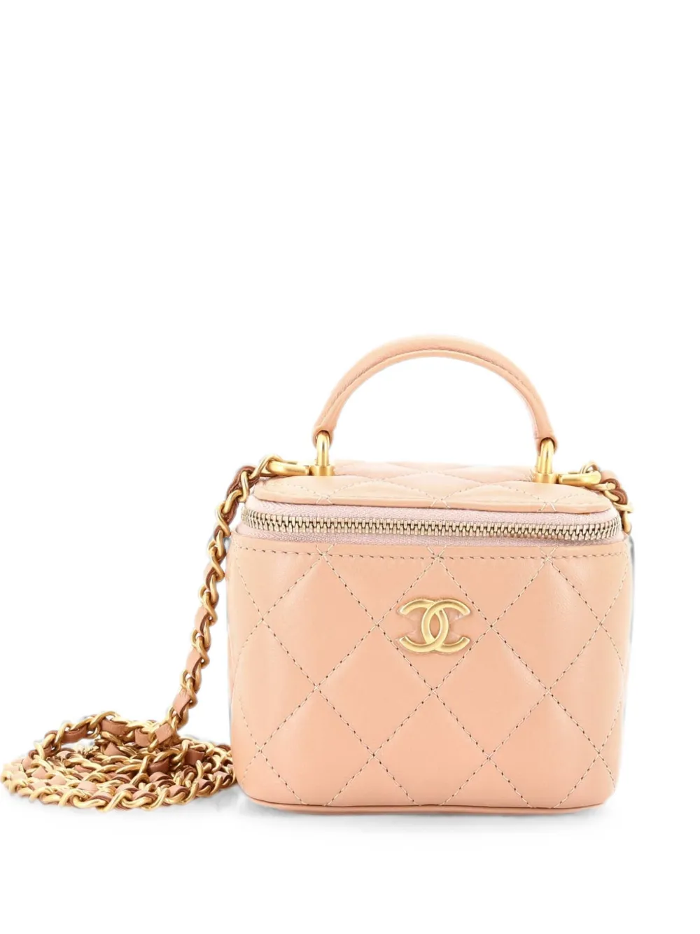 CHANEL Pre-Owned Classic Top Handle Vanity Case with Chain Quilted Lambskin Mini crossbody bag - Toni neutri