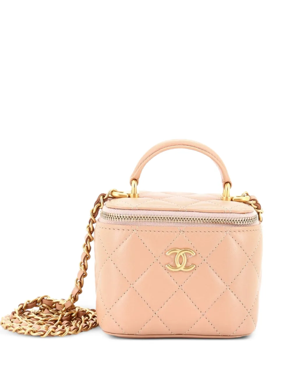 CHANEL Pre-Owned Classic Top Handle Vanity Case with Chain Quilted Lambskin Mini crossbody bag - Toni neutri