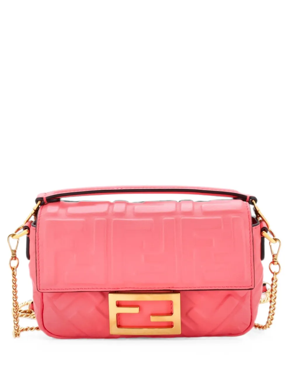 Fendi Pre-Owned Baguette NM Bag Zucca Embossed Leather Mini crossbody bag - Rosa