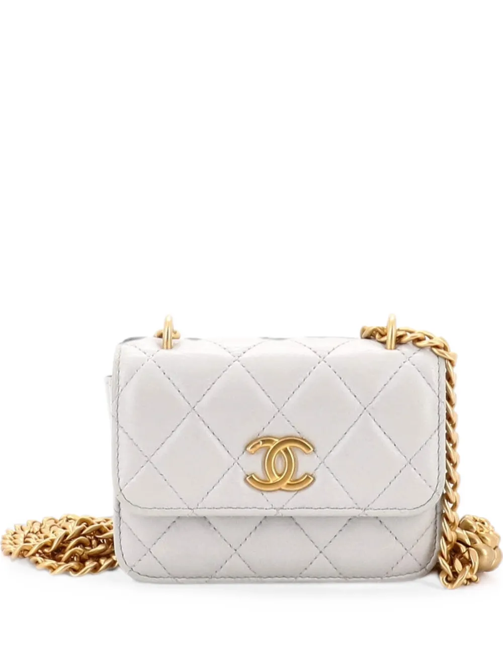CHANEL Pre-Owned Sweet Camellia Flap Clutch with Chain Quilted Lambskin Mini crossbody bag - Blu