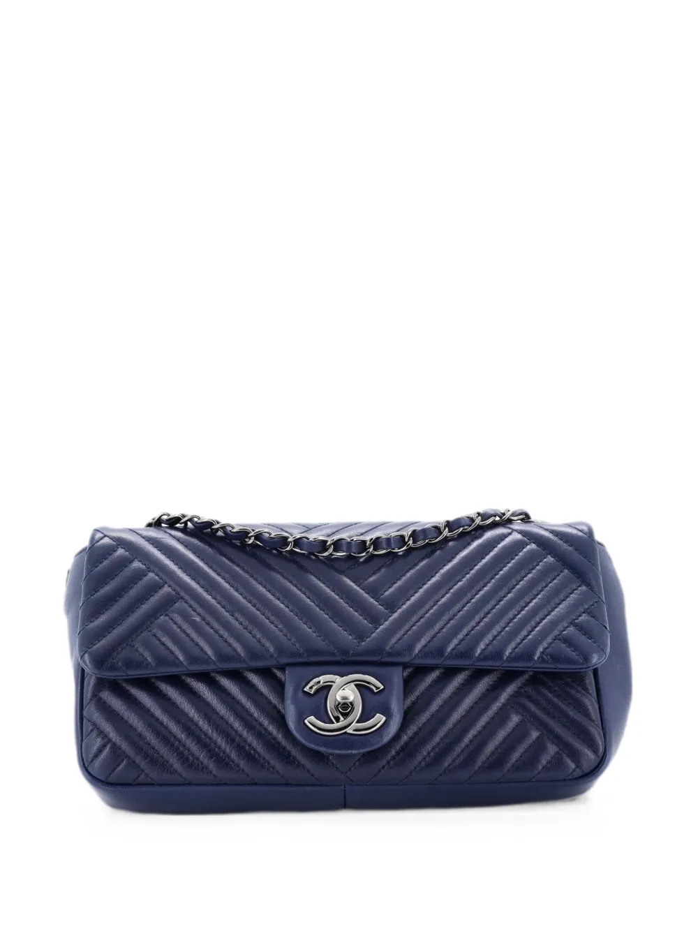 CHANEL Pre-Owned CC Crossing Flap Bag Chevron Lambskin Medium shoulder bag - Blu