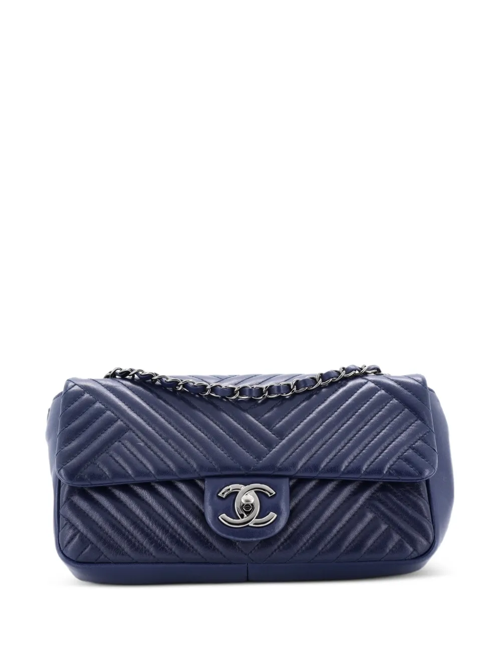CHANEL Pre-Owned CC Crossing Flap Bag Chevron Lambskin Medium shoulder bag - Blau