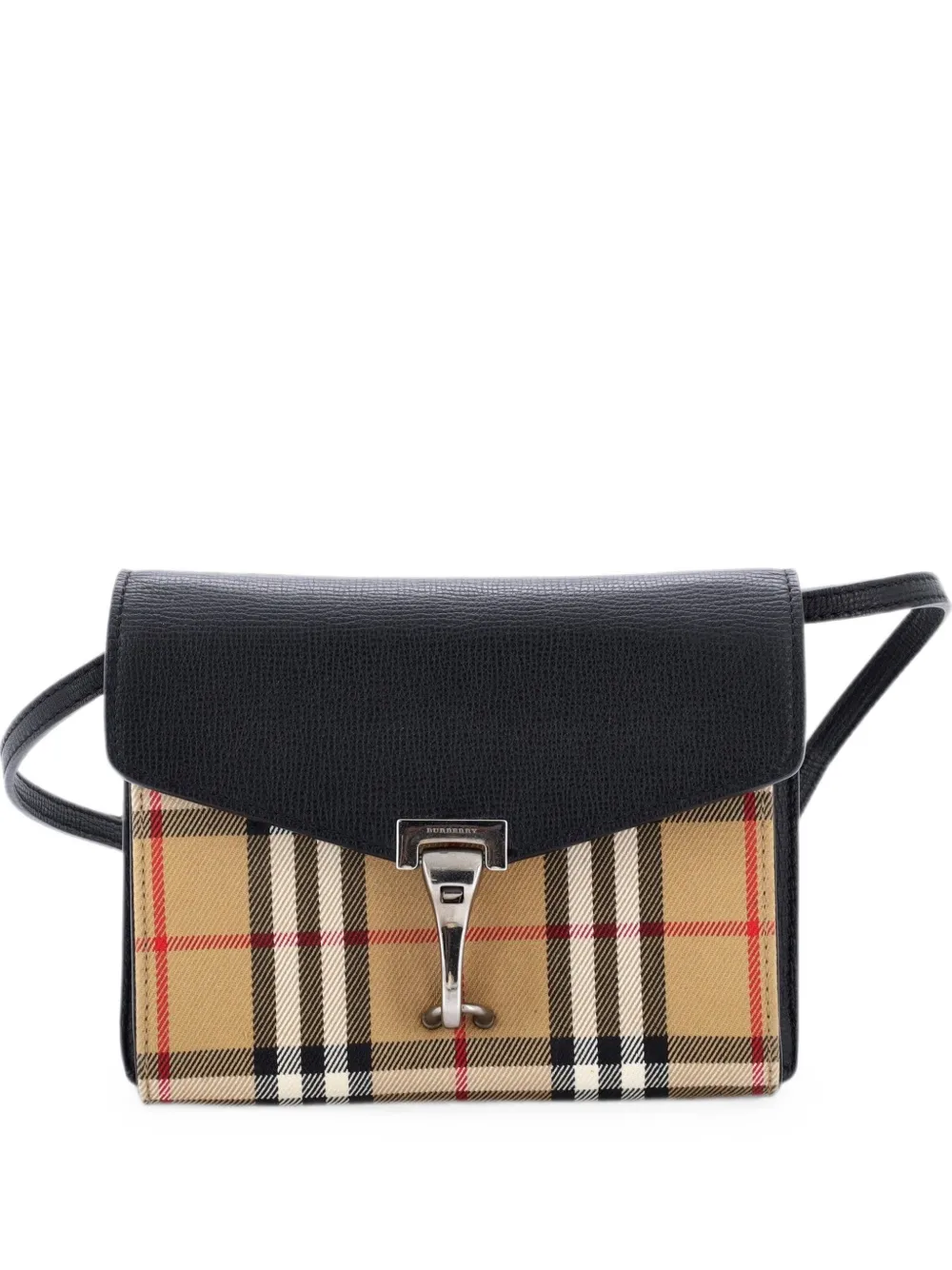 Burberry Pre-Owned Macken Leather and Vintage Check Canvas Baby crossbody bag - Nero