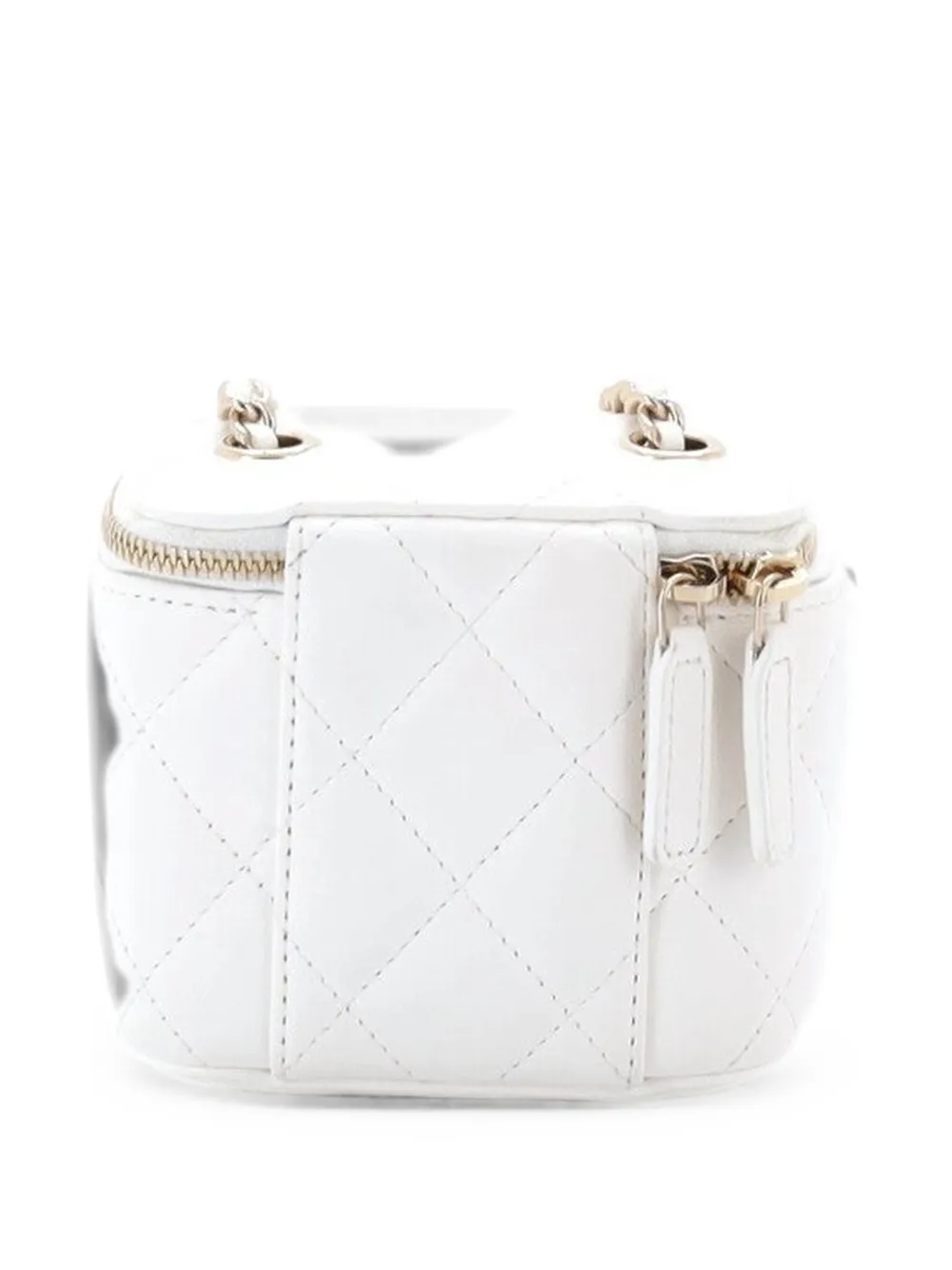 CHANEL Pre-Owned Camellia Bow Vanity Case with Chain Quilted Lambskin Mini crossbody bag - Bianco