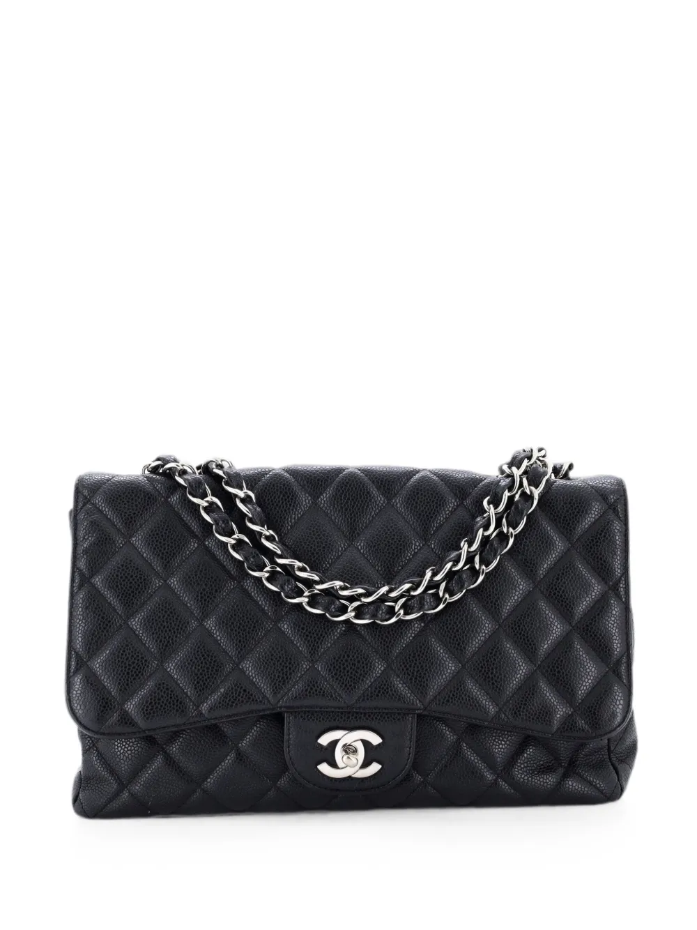 CHANEL Pre-Owned Classic Single Flap Bag Quilted Caviar Jumbo shoulder bag - Nero
