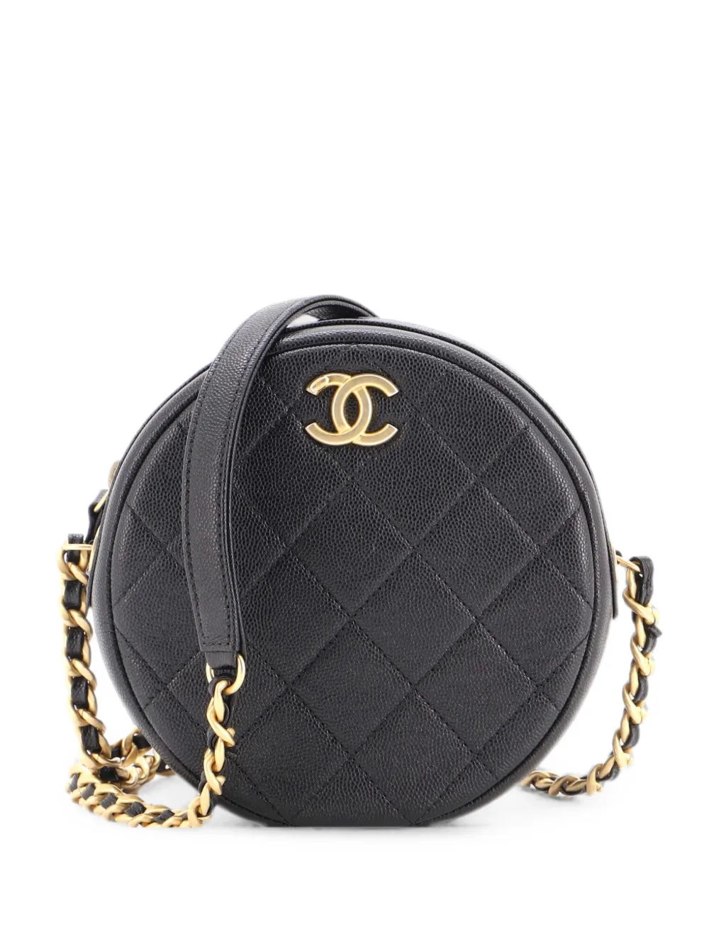 CHANEL Pre-Owned Round Chain Quilted Caviar Small crossbody bag - Nero
