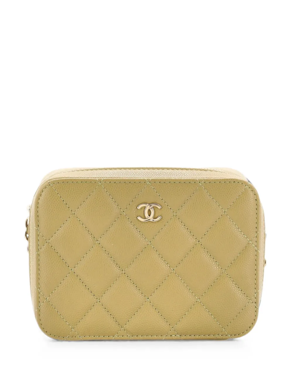 CHANEL Pre-Owned Square CC Chain Camera Bag Quilted Caviar Mini shoulder bag - Verde