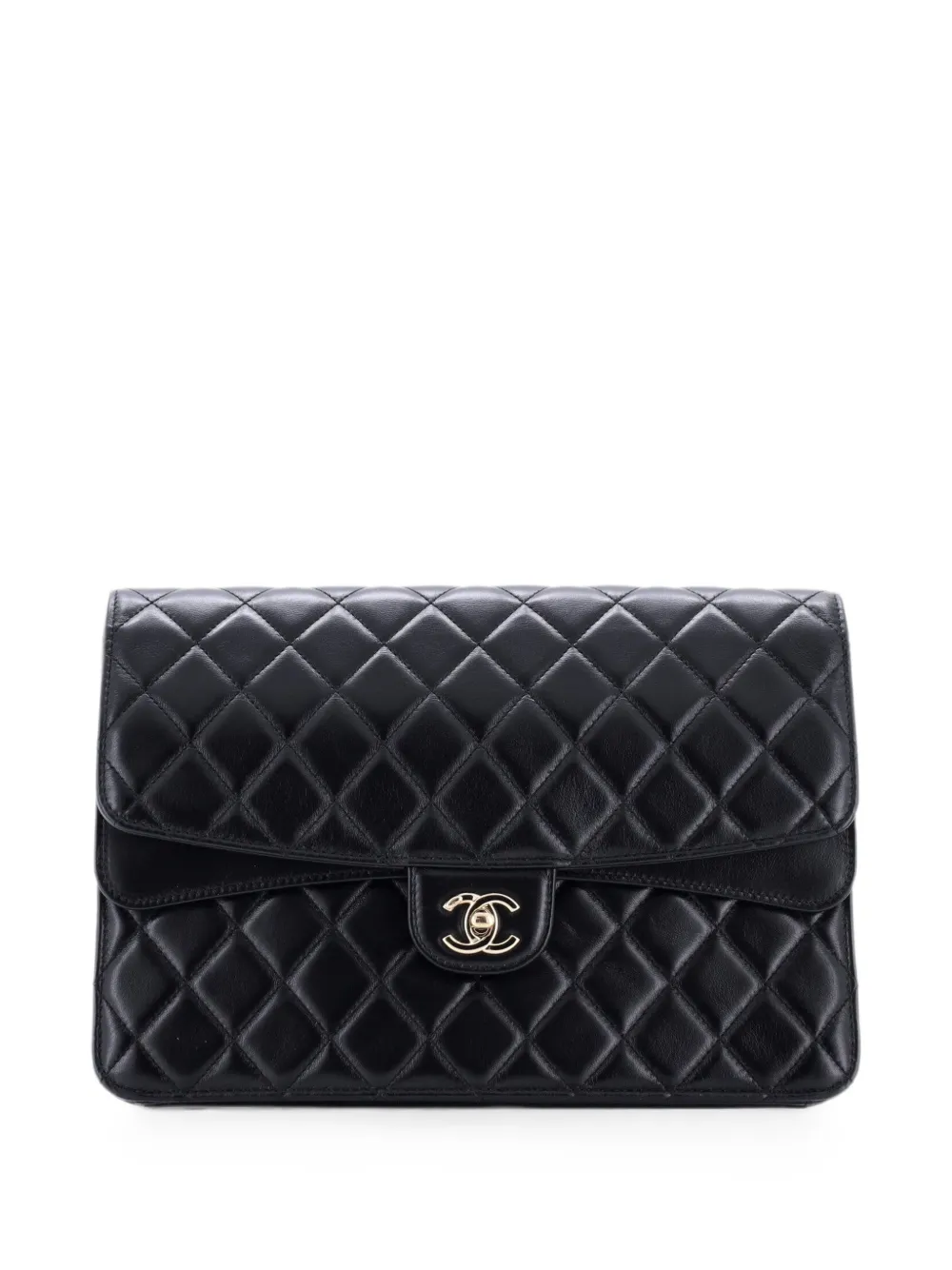 CHANEL Pre-Owned CC Double Flap Quilted Lambskin Medium clutch bag - Schwarz