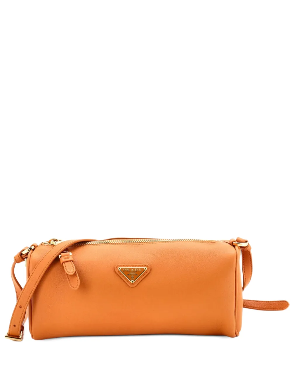 Prada Pre-Owned Zip Buckle Pouch Leather shoulder bag - Arancione
