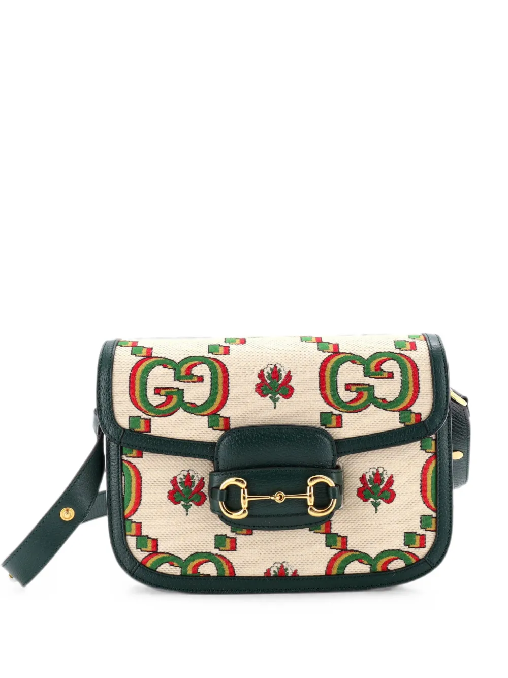 Gucci Pre-Owned Horsebit 1955 GG Print Jacquard Small shoulder bag - Grün
