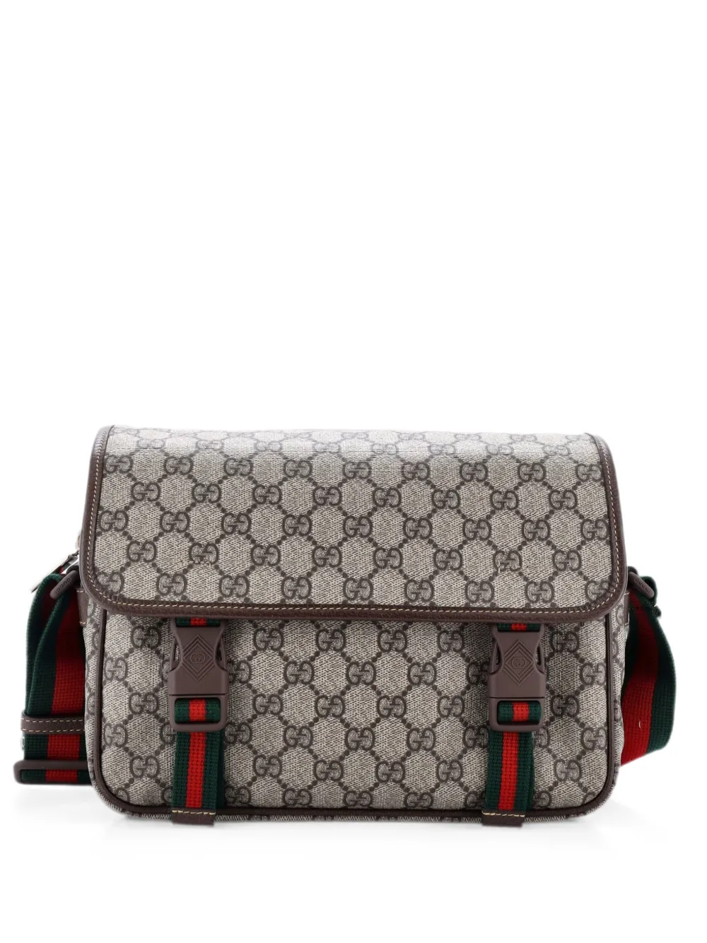 Gucci Pre-Owned Web Buckle Messenger Bag GG Coated Canvas Small crossbody bag - Braun