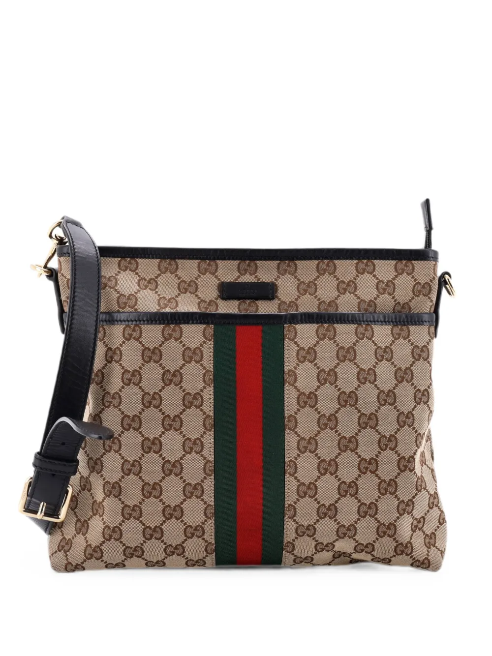 Gucci Pre-Owned Front Pocket Web Messenger GG Canvas Small crossbody bag - Marrone