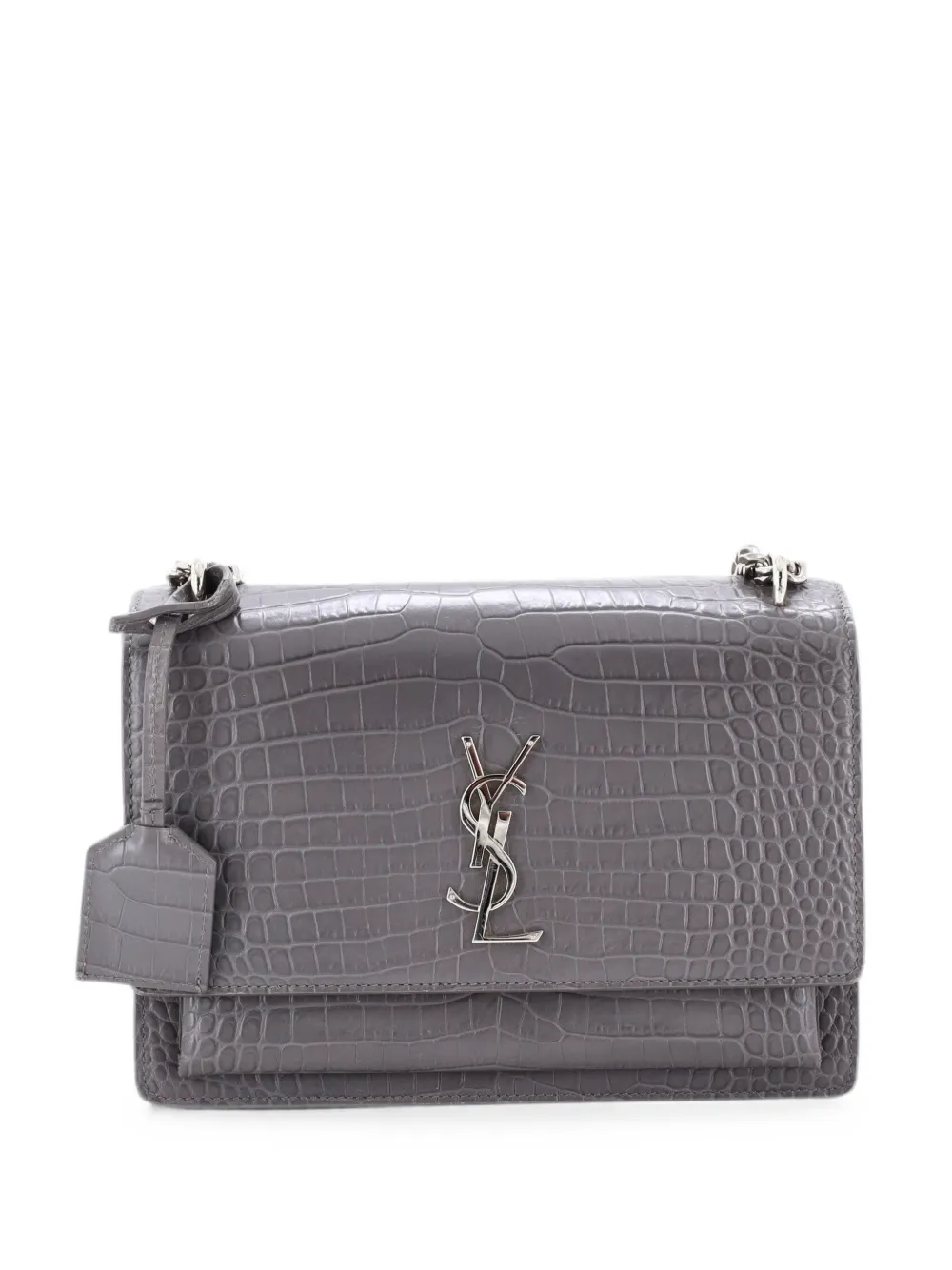 Saint Laurent Pre-Owned Sunset Crocodile Embossed Leather Medium crossbody bag - Grau