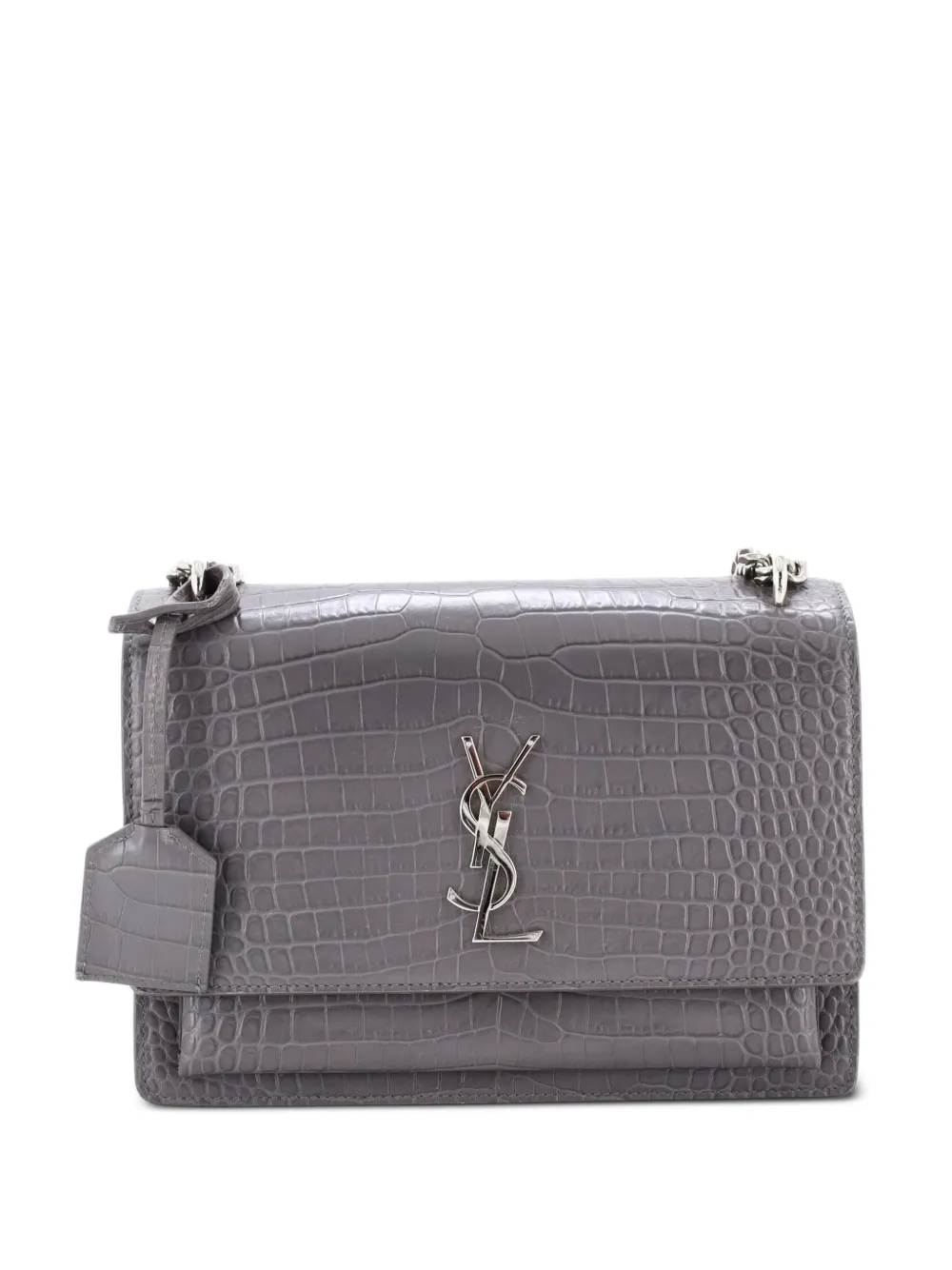 Saint Laurent Pre-Owned Sunset Crocodile Embossed Leather Medium crossbody bag - Grau