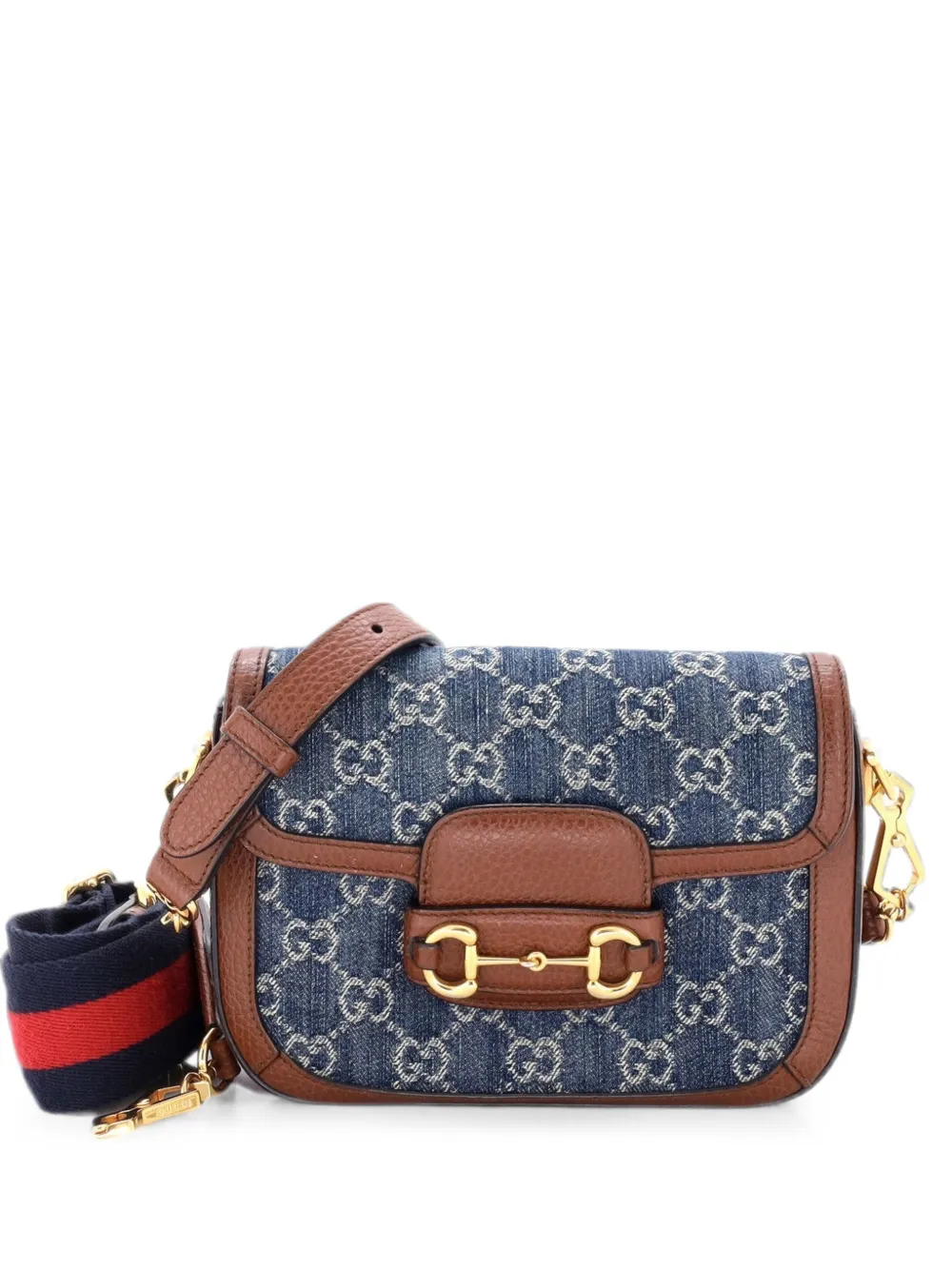 Gucci Pre-Owned Horsebit 1955 GG Denim Mini shoulder bag - Blau