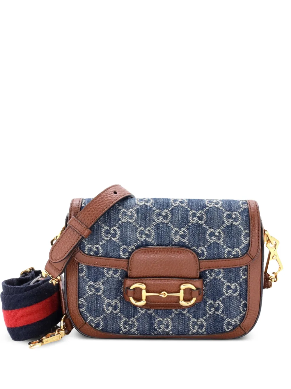 Gucci Pre-Owned Horsebit 1955 GG Denim Mini shoulder bag - Blu