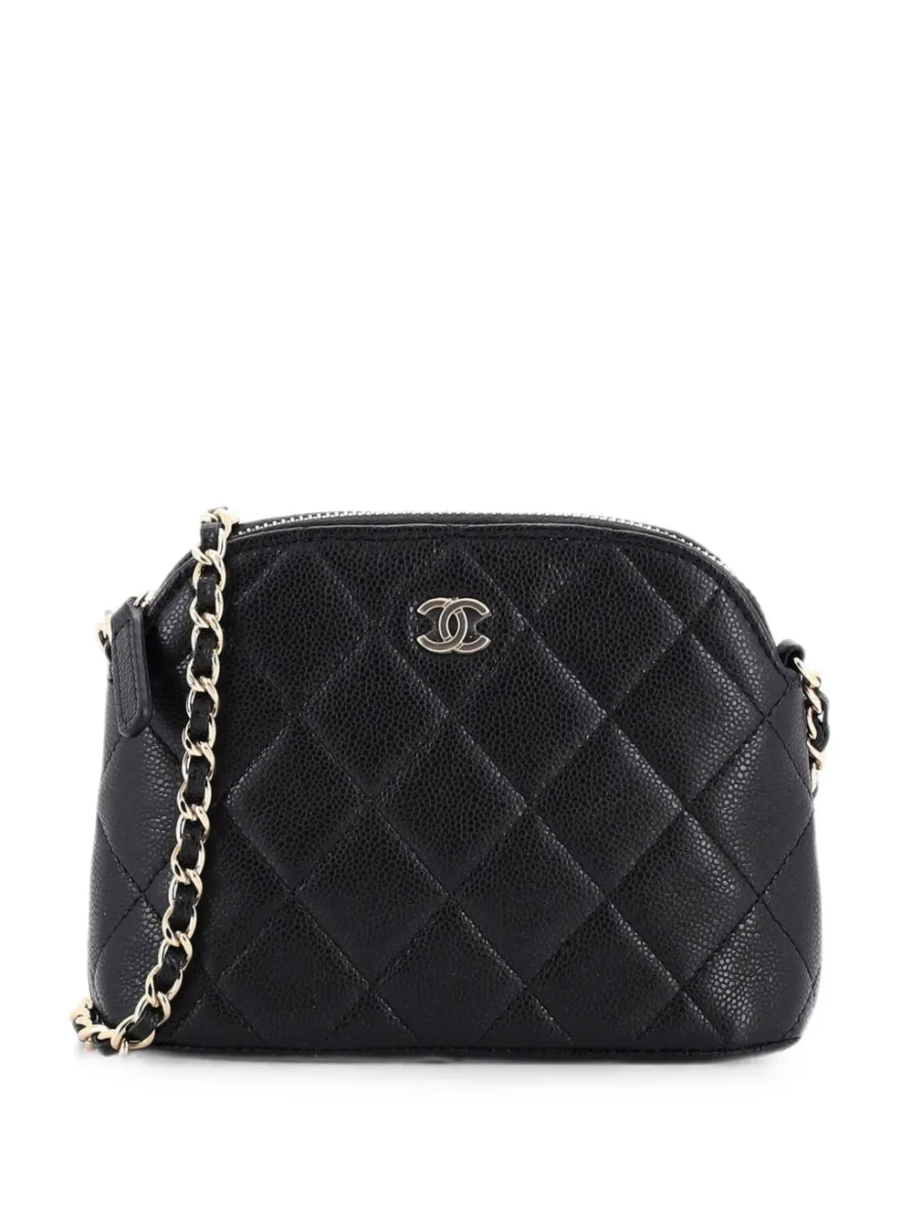 CHANEL Pre-Owned CC Dome Zip Clutch with Chain Quilted Caviar Mini crossbody bag - Nero