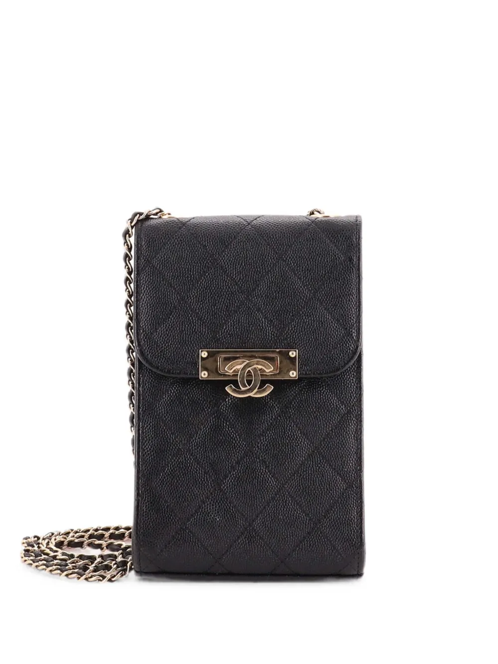 CHANEL Pre-Owned Golden Class Phone Holder Quilted Caviar crossbody bag - Schwarz