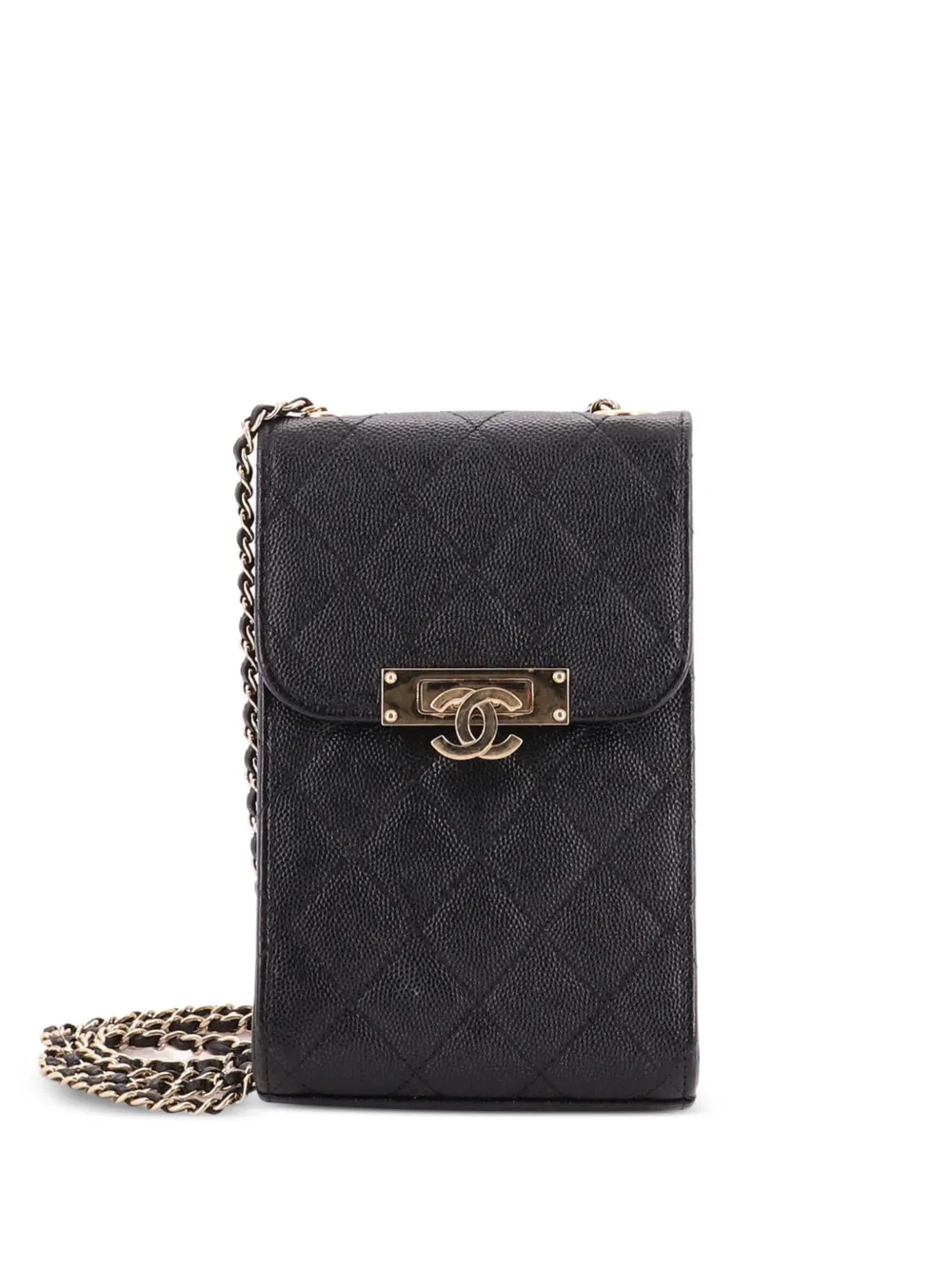 CHANEL Pre-Owned Golden Class Phone Holder Quilted Caviar crossbody bag - Nero