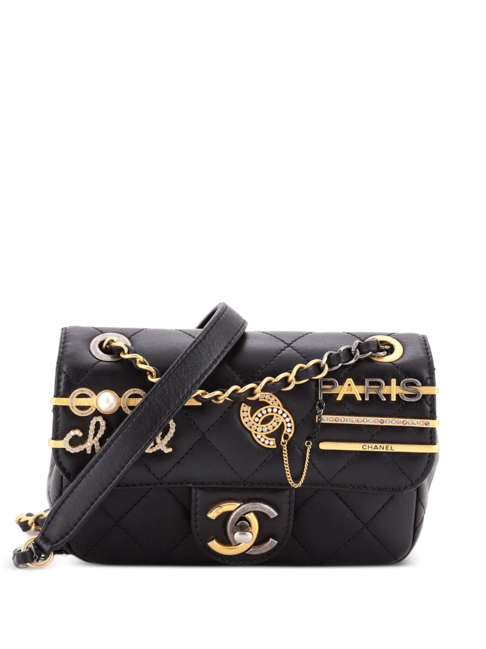 CHANEL Pre-Owned Coco Clips Flap Bag Embellished Quilted Lambskin Mini crossbody bag - Schwarz