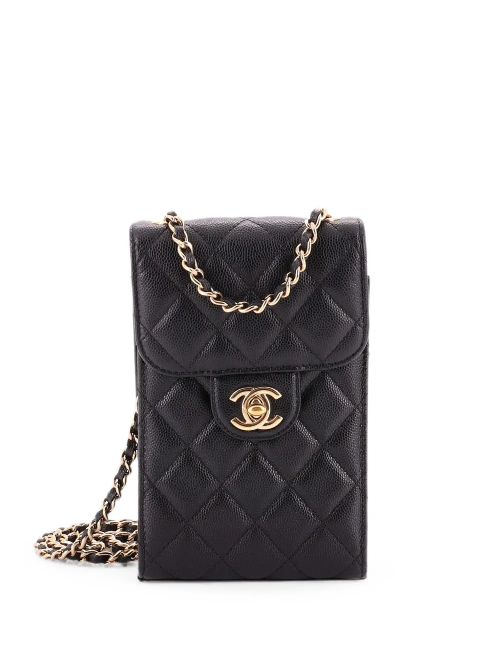 CHANEL Pre-Owned CC Flap Phone Holder Crossbody Bag Quilted Caviar clutch bag - Schwarz