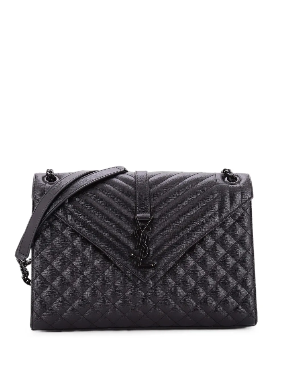 Saint Laurent Pre-Owned Classic Monogram Envelope Satchel Mixed Matelasse Leather Large shoulder bag - Nero