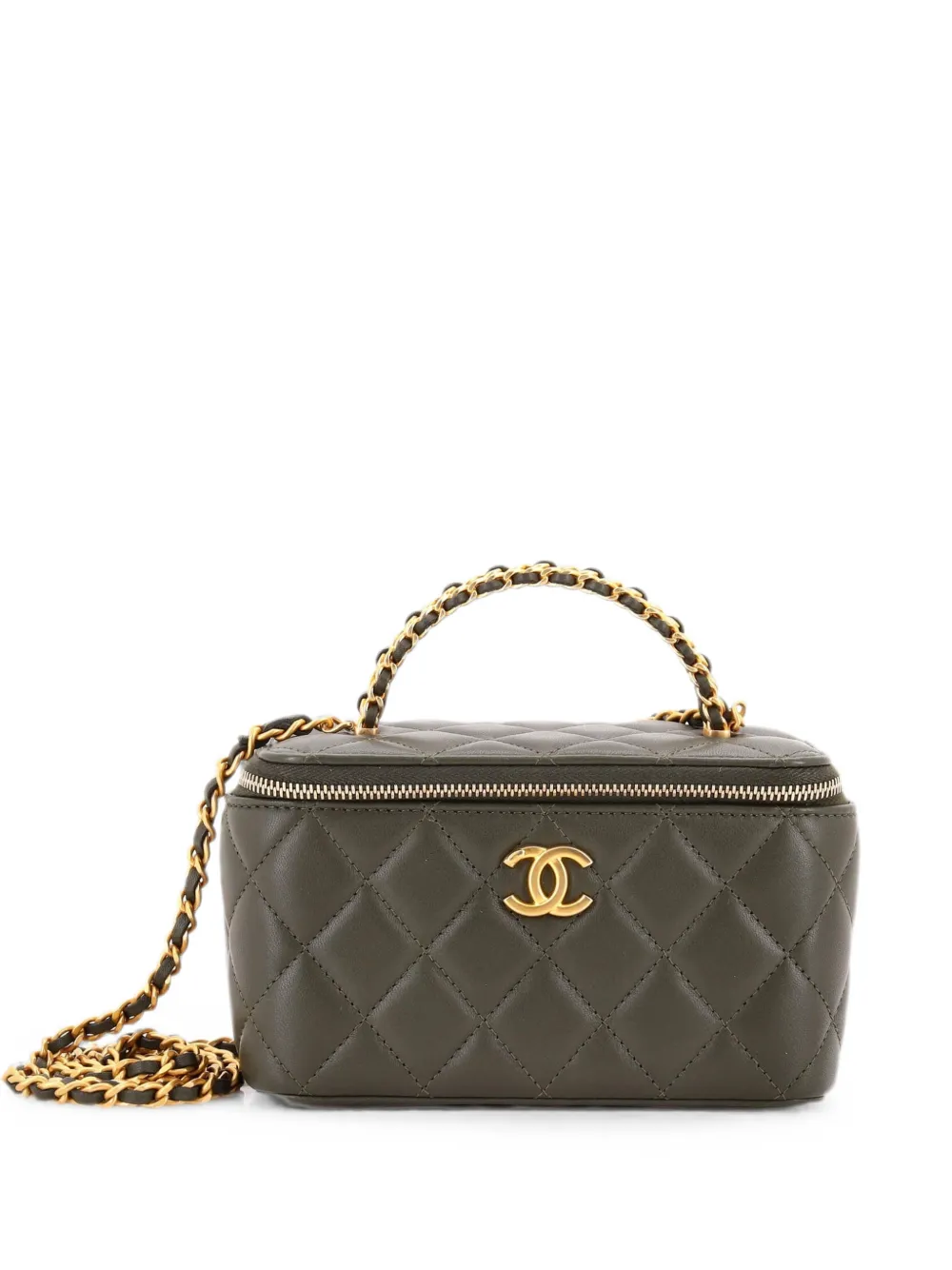 CHANEL Pre-Owned Pick Me Up Top Handle Vanity Case with Chain Quilted Lambskin Small shoulder bag - Verde