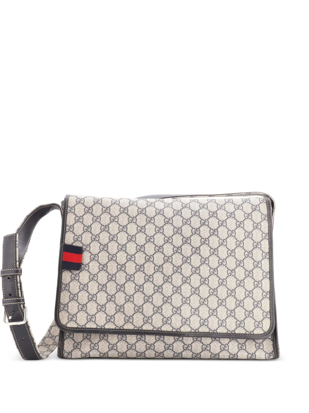 Gucci Pre-Owned Web Loop Messenger GG Coated Canvas Large crossbody bag - Blu
