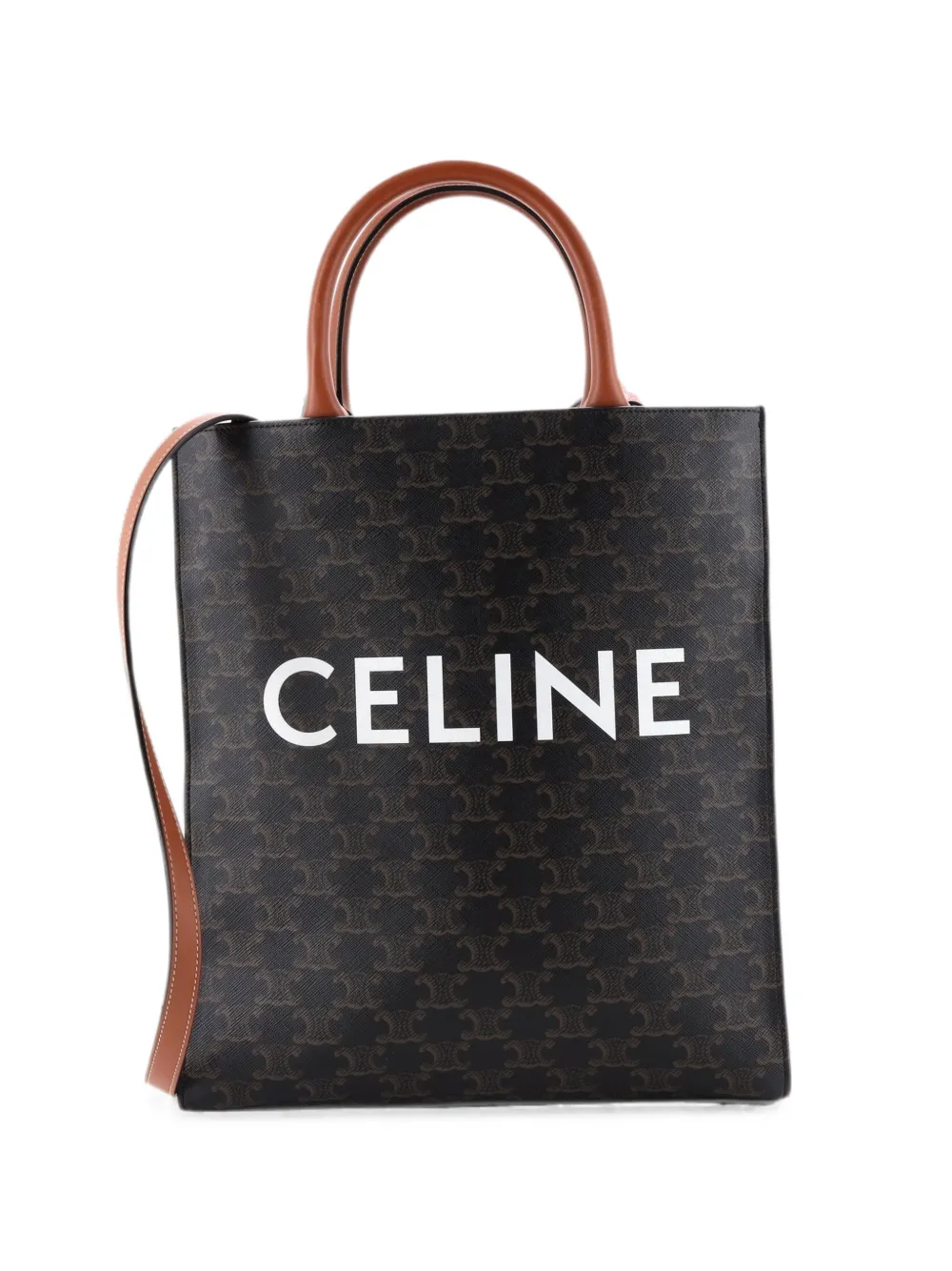 Celine Pre-Owned Vertical Cabas Triomphe Coated Canvas Small tote bag - Braun