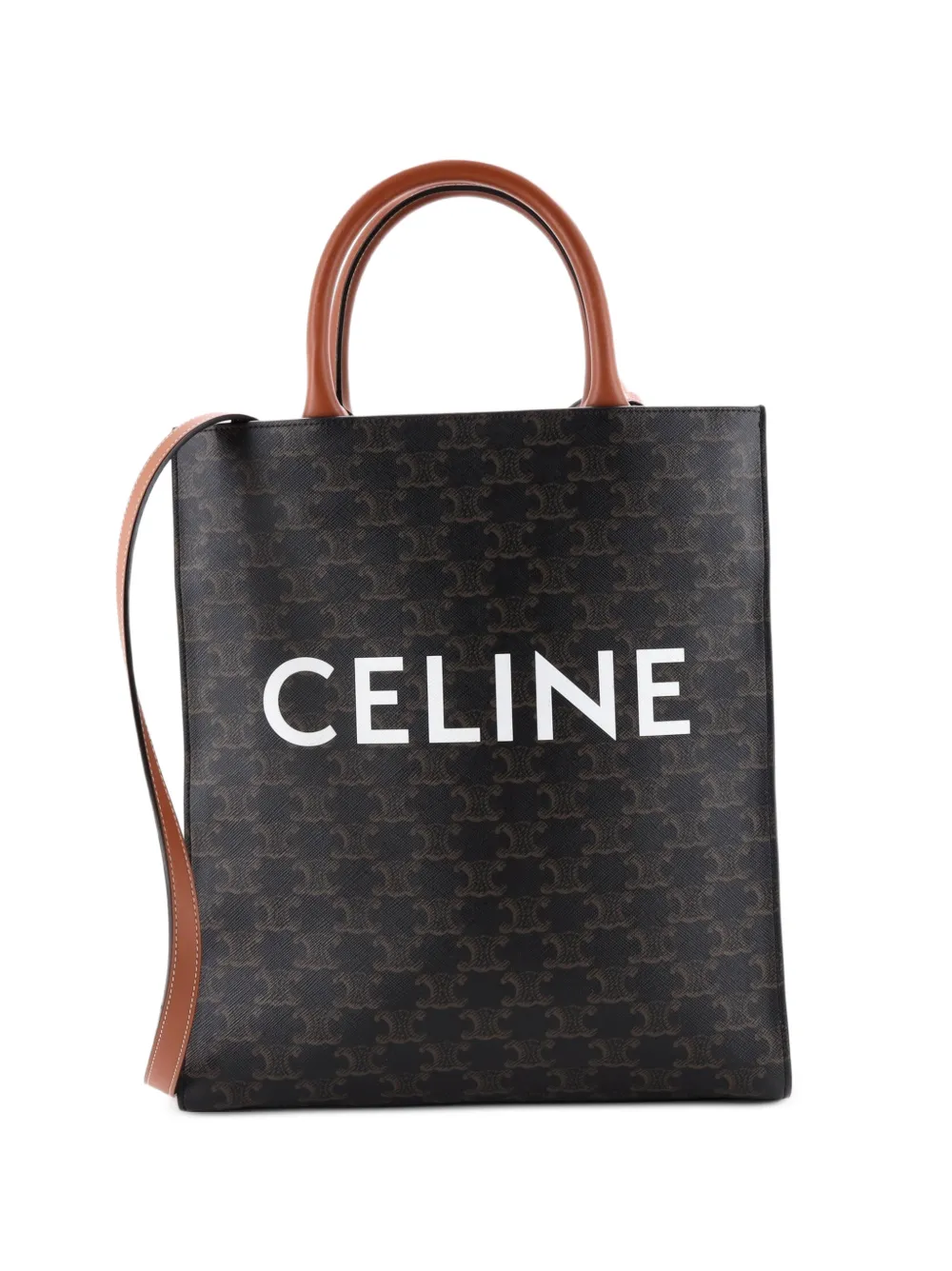 Celine Pre-Owned Vertical Cabas Triomphe Coated Canvas Small tote bag - Braun
